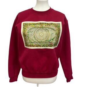 Hand Printed Upcycled Small Vintage Sunroom Ceiling Floral PolyCotton Sweatshirt